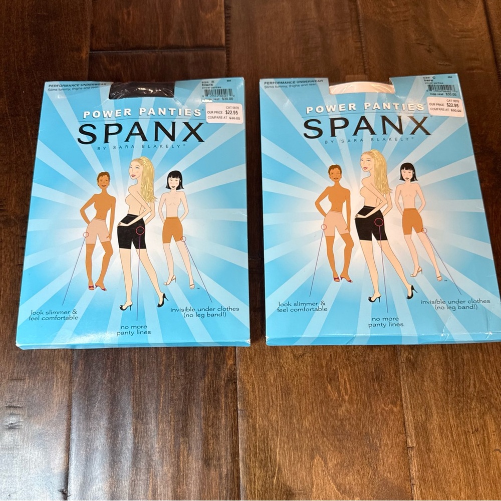 Spanx Power Panties Shorts Shapewear Black and Bare Lot of 2 size C New in Box